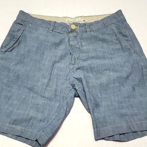 H&M L.O.G.G. Light Chambray Cotton Flat Front Boardwalk Summer Shorts W30